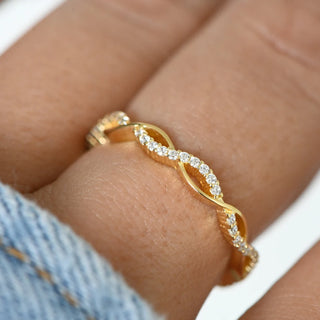 0.30TCW Round Infinity Pave Moissanite Diamond Wedding Band