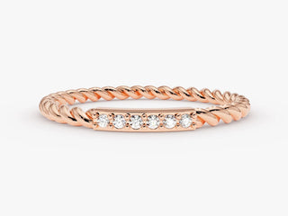 0.03 TCW Round Cut Vintage Twisted Moissanite Diamond Wedding Band