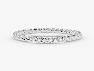 0.03 TCW Round Cut Vintage Twisted Moissanite Diamond Wedding Band
