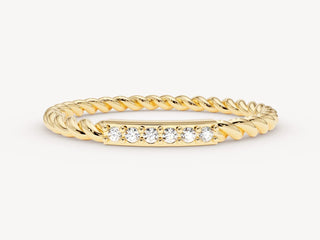 0.03 TCW Round Cut Vintage Twisted Moissanite Diamond Wedding Band