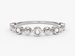 0.08 TCW Round Cut Bezel and Ball Moissanite Diamond Wedding Band