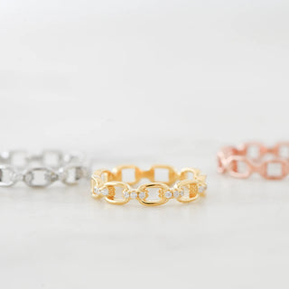 0.12 TCW Round Chain Link Moissanite Diamond Wedding Band