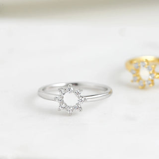 0.10TCW Round Sunburst Moissanite Diamond Wedding Band