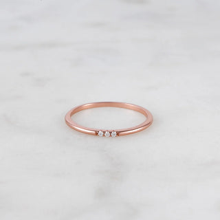 0.06TCW Minimalist 3 Stone Round Moissanite Diamond Wedding Band
