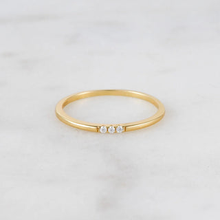0.06TCW Minimalist 3 Stone Round Moissanite Diamond Wedding Band