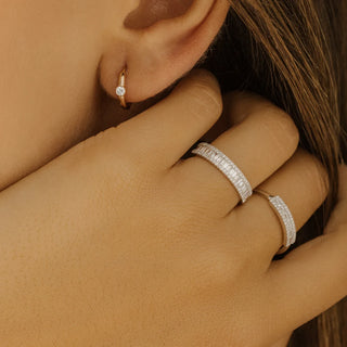 0.75 TCW Baguette & Round Cut Cluster Moissanite Diamond Wedding Band
