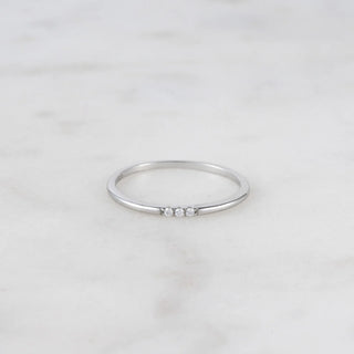 0.06TCW Minimalist 3 Stone Round Moissanite Diamond Wedding Band