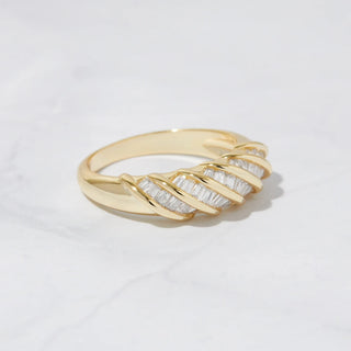 1.0 TCW Baguette Twisted Dom Moissanite Diamond Wedding Band