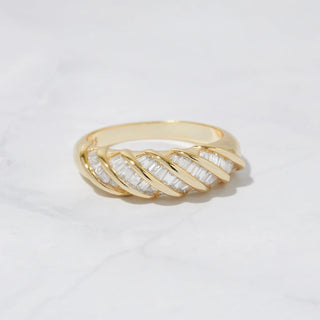1.0 TCW Baguette Twisted Dom Moissanite Diamond Wedding Band