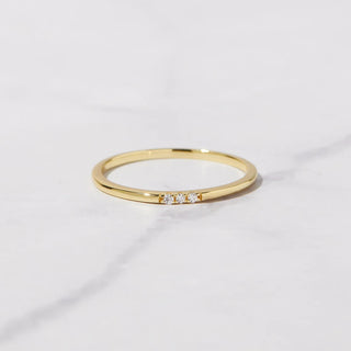 0.06TCW Minimalist 3 Stone Round Moissanite Diamond Wedding Band