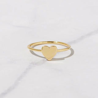 Minimalist Heart Shape Solitaire Gold Metal Engagement Ring