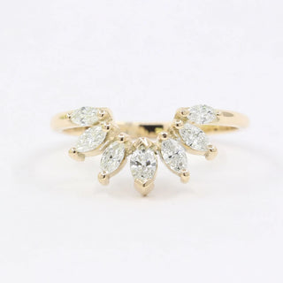 0.48 TCW Marquise Cut Crown Curved Moissanite Diamond Wedding Band