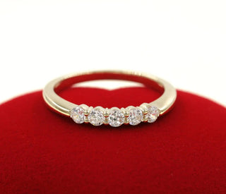 0.35 TCW Round Cut 5 Stone Moissanite Diamond Wedding Band