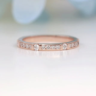 0.43 TCW Round Cut Vintage Half Eternity Moissanite Diamond Wedding Band