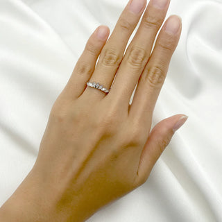 0.12 TCW Round Cut Bezel Crown Shape Moissanite Diamond Wedding Band