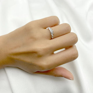 0.12 TCW Round Cut Bezel Crown Shape Moissanite Diamond Wedding Band