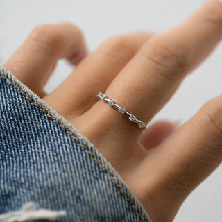 0.18TCW Round Half Petite Moissanite Diamond Wedding Band
