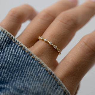 0.18TCW Round Half Petite Moissanite Diamond Wedding Band