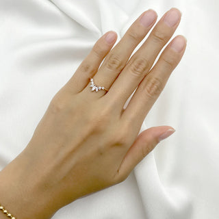 0.32 TCW Round & Marquise Crown Shape Moissanite Diamond Wedding Band
