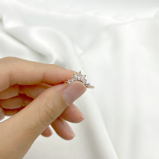 0.32 TCW Round & Marquise Crown Shape Moissanite Diamond Wedding Band