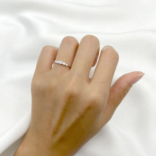 0.18 TCW Round Cut 5 Stone Bezel Moissanite Diamond Wedding Band