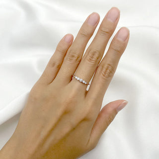 0.18 TCW Round Cut 5 Stone Bezel Moissanite Diamond Wedding Band