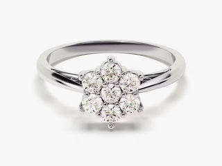 0.42 TCW Round Cut Floral Cluster Moissanite Diamond Wedding Band