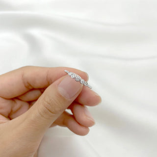0.18 TCW Round Cut 5 Stone Bezel Moissanite Diamond Wedding Band