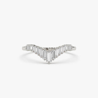 0.50 TCW Baguette Cut Curved Cluster Moissanite Diamond Wedding Band