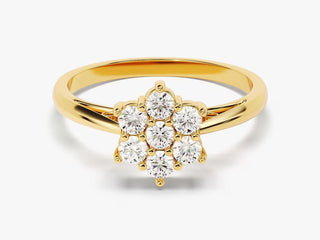 0.42 TCW Round Cut Floral Cluster Moissanite Diamond Wedding Band