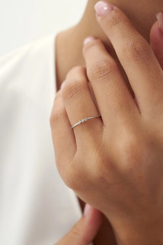 0.05 TCW Round Cut Three Stone Moissanite Diamond Wedding Band