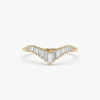 0.50 TCW Baguette Cut Curved Cluster Moissanite Diamond Wedding Band