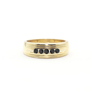 0.32 TCW Unique Round Cut 5 Stone Black Diamond Moissanite Diamond Wedding Band