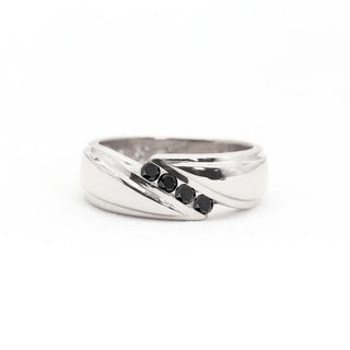 0.25 TCW Unique Round Cut Black Diamond Moissanite Diamond Wedding Band