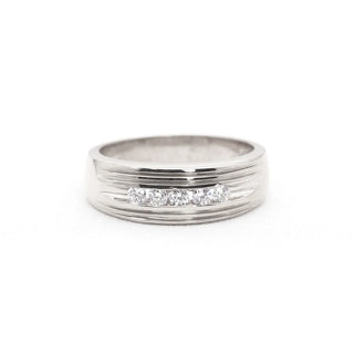 0.32 TCW Unique Round Cut Moissanite Diamond Wedding Band For Men