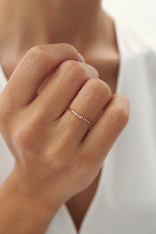 0.05 TCW Round Cut Three Stone Moissanite Diamond Wedding Band