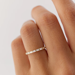 0.27 TCW 7 Stone Baguette Cut Bar Moissanite Diamond Wedding Band
