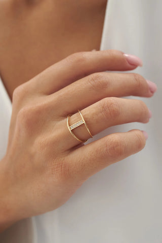 0.10 TCW Round Cut Vertical Bar Dubble Band Moissanite Diamond Wedding Band