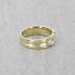 0.70 TCW Round Cut 3 Stone Moissanite Diamond Wedding Band For Men