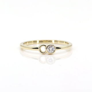 0.08 TCW Round Cut Bezel Double Circle Moissanite Diamond Wedding Band