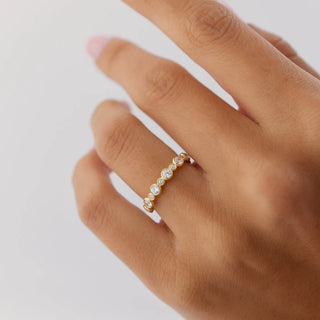 1.05 TCW Round Cut Bezel Half Eternity Moissanite Diamond Wedding Band