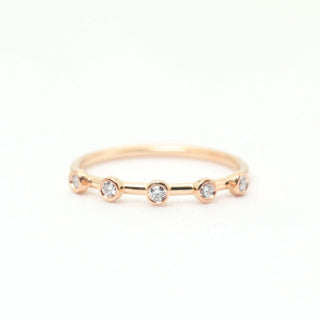 0.10 TCW Round Cut 5 Stone Bezel Moissanite Diamond Wedding Band