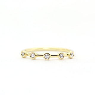 0.10 TCW Round Cut 5 Stone Bezel Moissanite Diamond Wedding Band