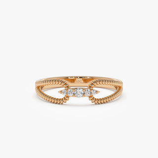 0.07 TCW Round Cut Double Rope Band Moissanite Diamond Wedding Band