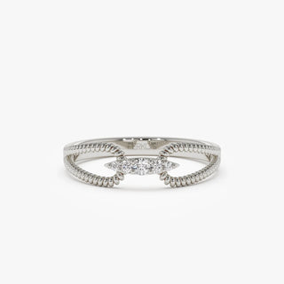 0.07 TCW Round Cut Double Rope Band Moissanite Diamond Wedding Band