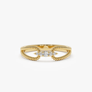 0.07 TCW Round Cut Double Rope Band Moissanite Diamond Wedding Band