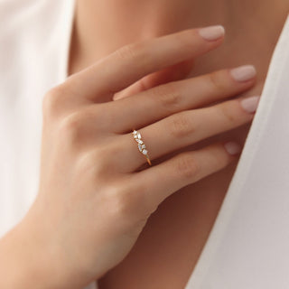 0.21 TCW Round & Baguette Cut Cluster Moissanite Diamond Wedding Band