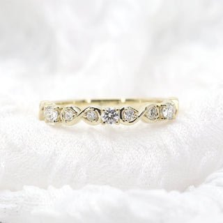 0.33 TCW Unique Round Cut Half Eternity Moissanite Diamond Wedding Band