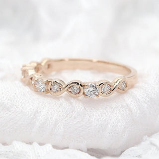 0.33 TCW Unique Round Cut Half Eternity Moissanite Diamond Wedding Band