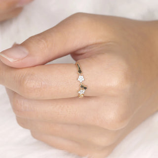 0.07 TCW Round Cut Multi Star Cluster Moissanite Diamond Wedding Band